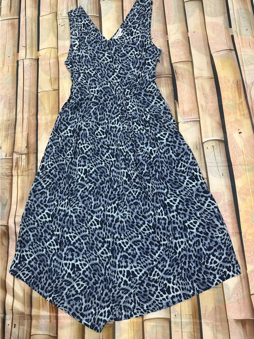 beachlunchlounge Blue and Navy Leopard Print Wrap Dress